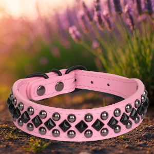 Leather look, Wide Collar with Studs