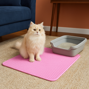 The Purrfect Throne: Luxe Anti-Scatter Cat Litter Mat for Chic Fluffballs