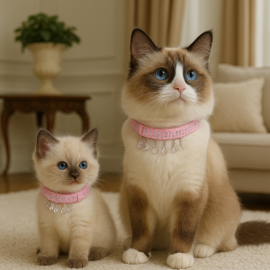 The Duchess” Crystal Charm Pet Collar – Blush Pink Elegance