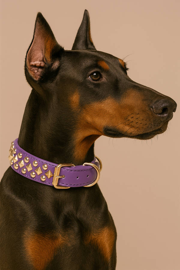 Studded in Style” Luxe Dog Collar – Gold Hardware Glam - Image 2