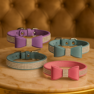 The Duchess” Velvet Bow Collar – Luxe Edition in Amethyst, Blush, or Teal Frost