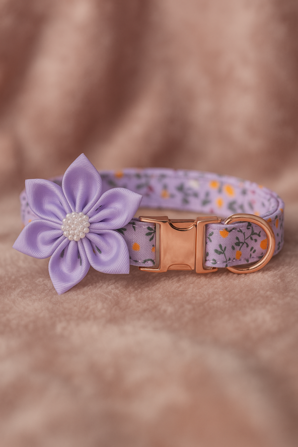 Flowery Collar, with Gold Buckle and Diamanté Centre Detail - Image 3