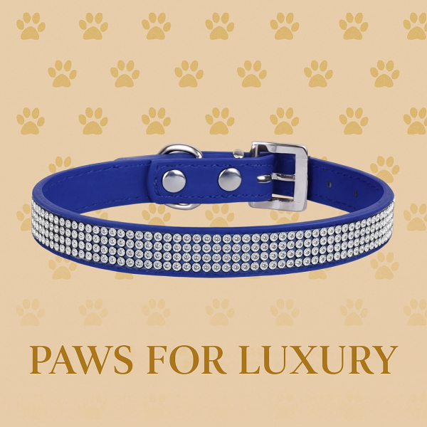 Leather look diamante collar, diamante square buckle - Image 4