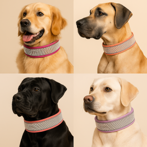Diamanté wide collar - reflective strips, velvet micro fibre texture