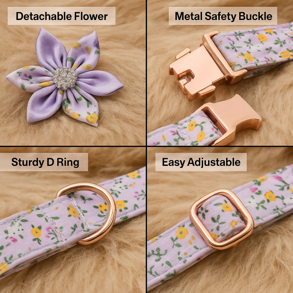Flowery Collar, with Gold Buckle and Diamanté Centre Detail - Image 7