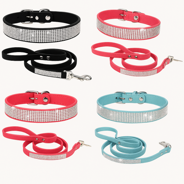Sparkly Collar and Lead - Velvet microfibre texture - Image 3