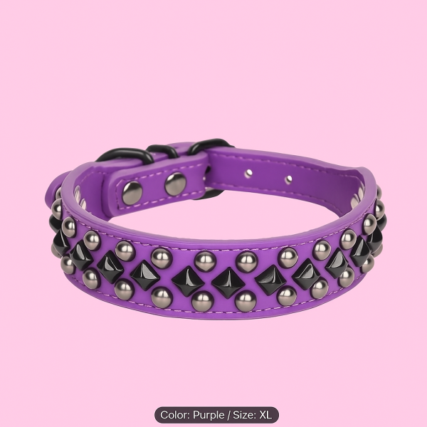 Leather look, Wide Collar with Studs - Image 4