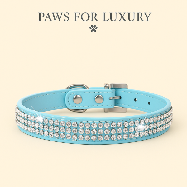 Leather look diamante collar, diamante square buckle - Image 6