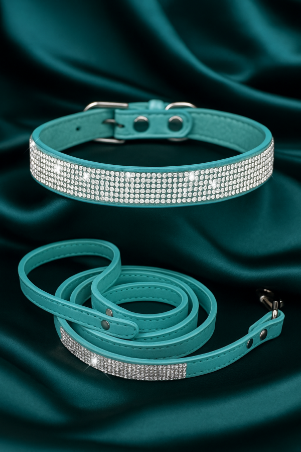 Sparkly Collar and Lead - Velvet microfibre texture - Image 5