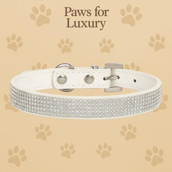 Leather look diamante collar, diamante square buckle - Image 8