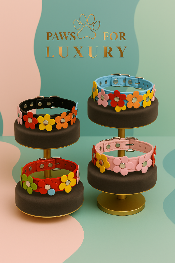 Leather look collar with multicoloured flowers - Image 6
