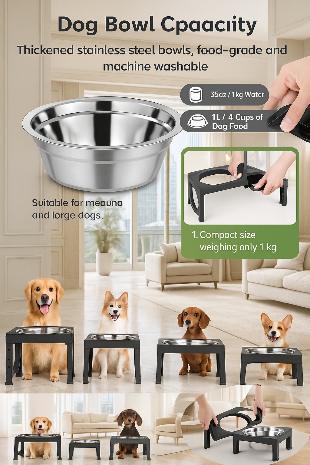 The Haute Hound Diner™ — Luxe Adjustable Feeder for Elevated Dining & Wellness” - Image 2