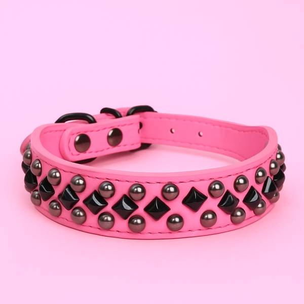 Leather look, Wide Collar with Studs - Image 6