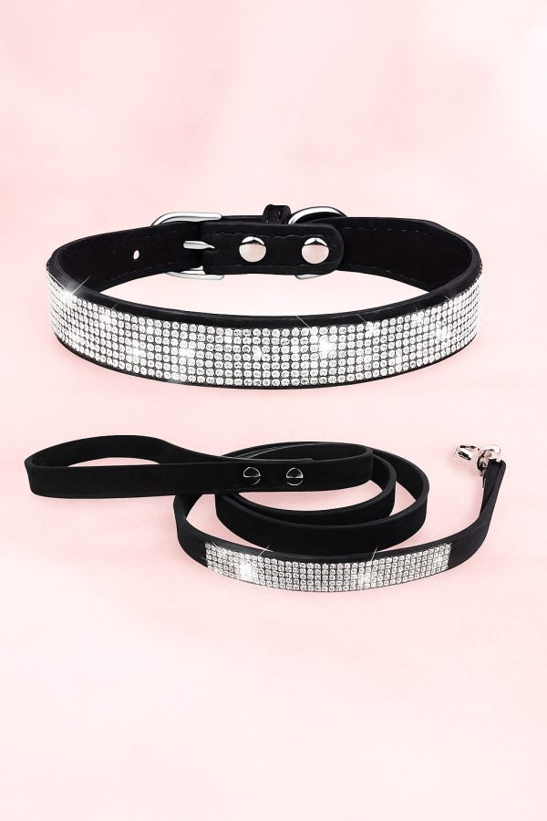 Sparkly Collar and Lead - Velvet microfibre texture - Image 6