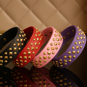 Studded in Style” Luxe Dog Collar – Gold Hardware Glam