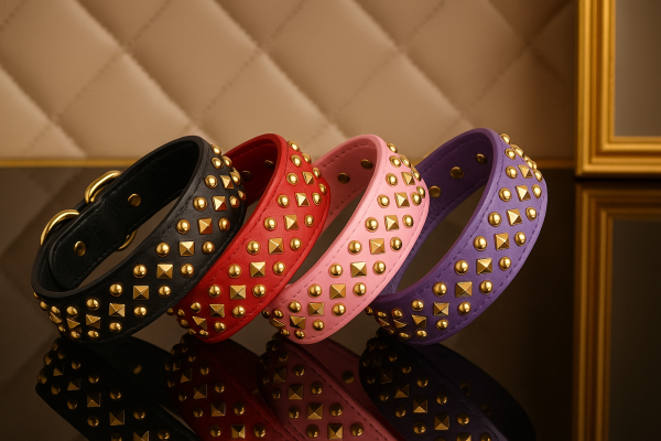 Studded in Style” Luxe Dog Collar – Gold Hardware Glam