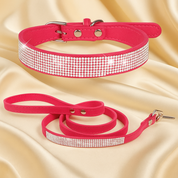 Sparkly Collar and Lead - Velvet microfibre texture - Image 4
