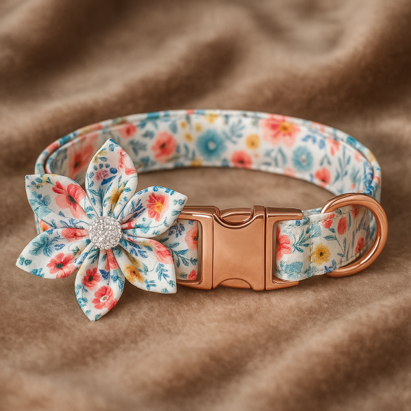 Flowery Collar, with Gold Buckle and Diamanté Centre Detail - Image 4