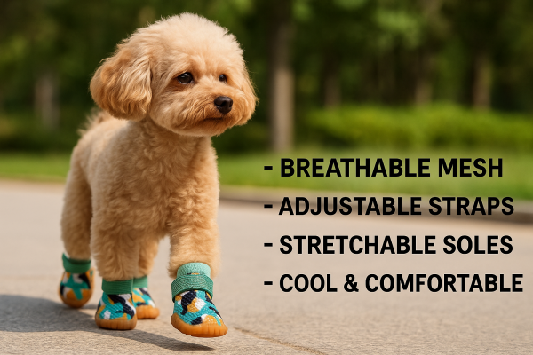 🌟 “Step Into Summer: Paws for Luxury Paw-Protect Boots” 🌟  Available in Two Chic Colourways: Blush Picnic Pink & Botanical Camo Green Sizes: Small | Medium | Large (Small Breed Only) - Image 4