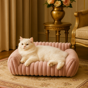 The Rosé Reverie™ – Luxe Velvet Lounge for Pampered Paws