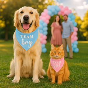 “The Gender Reveal Duo” Couture Pet Bandana Set – Team Boy & Team Girl Edition
