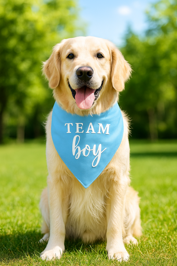 “The Gender Reveal Duo” Couture Pet Bandana Set – Team Boy & Team Girl Edition - Image 3