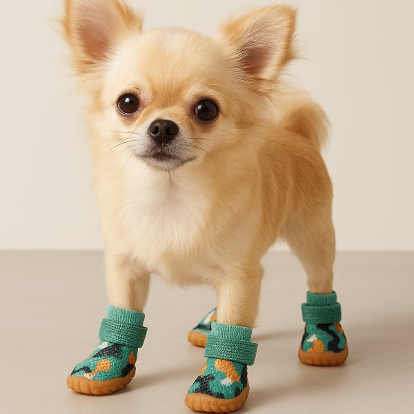 🌟 “Step Into Summer: Paws for Luxury Paw-Protect Boots” 🌟  Available in Two Chic Colourways: Blush Picnic Pink & Botanical Camo Green Sizes: Small | Medium | Large (Small Breed Only) - Image 2