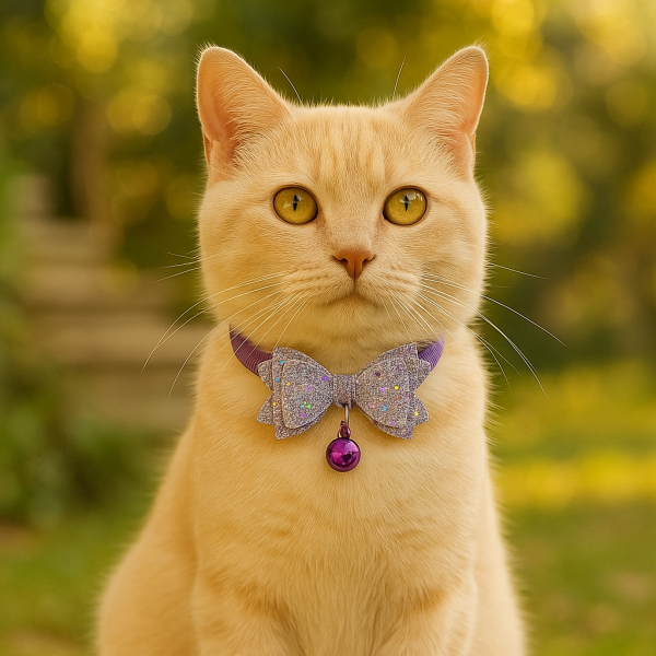 Midnight Disco Darling” – Sparkle Bow Collar with Bell
