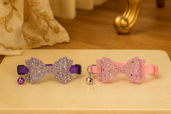 Midnight Disco Darling” – Sparkle Bow Collar with Bell - Image 3