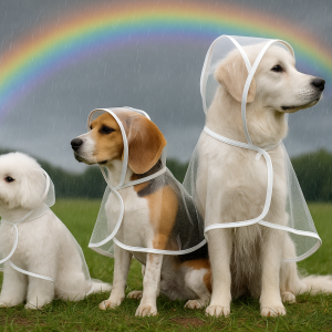 “Puddle Perfect – Luxe Transparent Raincoat with White Trim”