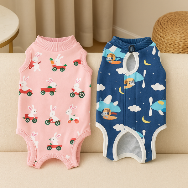 Cloud Nine & Cottontail Couture: Luxe Recovery Onesies for Pampered Pets