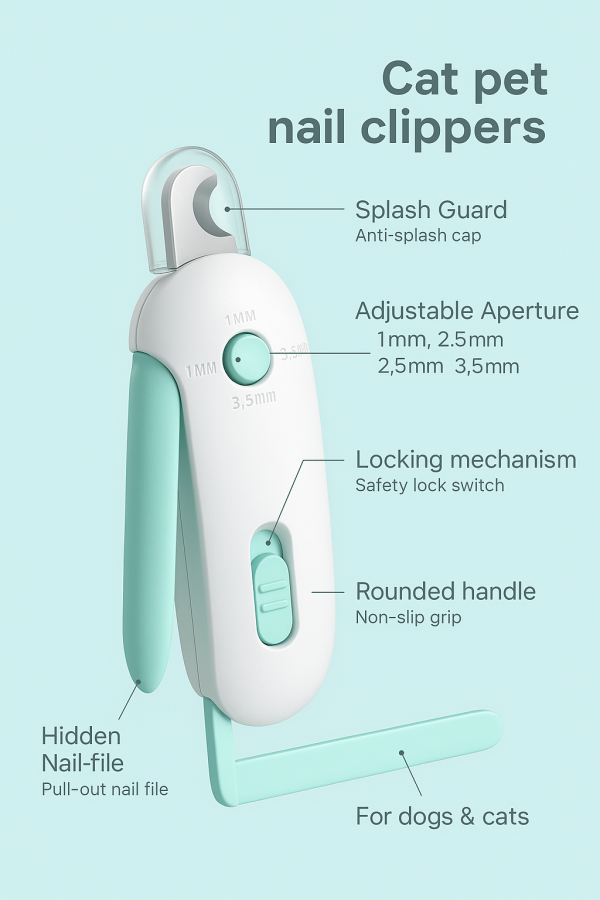 The Luxe Precision Claw Clipper – With Adjustable Aperture & Hidden Nail File - Image 3