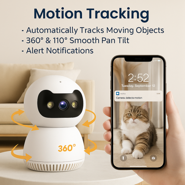 The Boujee‑Eye Pet Cam – Luxe Edition  Dual Band Wi-Fi | 360° Auto-Tracking | Night Vision | Pet Parent Perfection  ✨  - Image 2