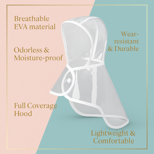“Puddle Perfect – Luxe Transparent Raincoat with White Trim” - Image 2