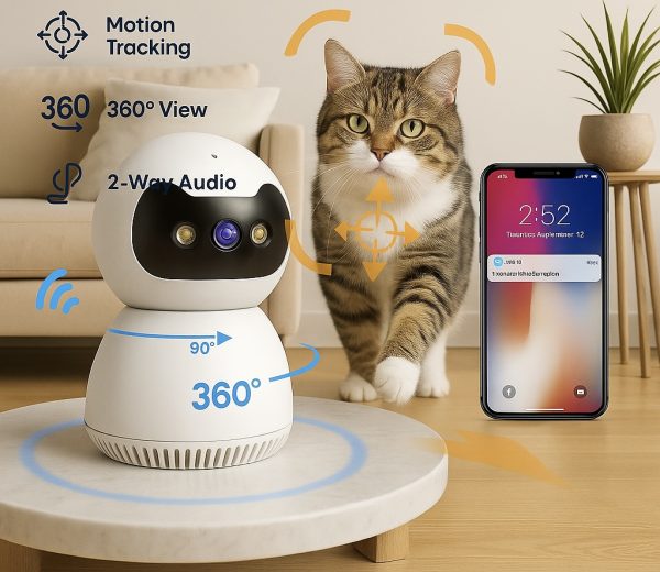 The Boujee‑Eye Pet Cam – Luxe Edition  Dual Band Wi-Fi | 360° Auto-Tracking | Night Vision | Pet Parent Perfection  ✨ 