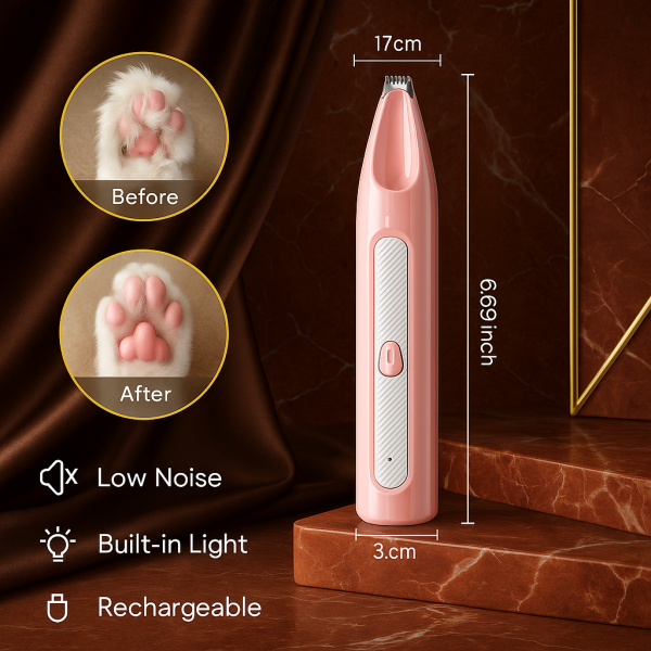 Purrfect Paws Illuminated Fur Trimmer – Rose Quartz Edition