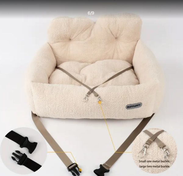 The “Pawsh Rider” Luxe Booster Seat – Champagne Sherpa Edition - Image 2