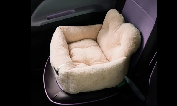 The “Pawsh Rider” Luxe Booster Seat – Champagne Sherpa Edition - Image 3