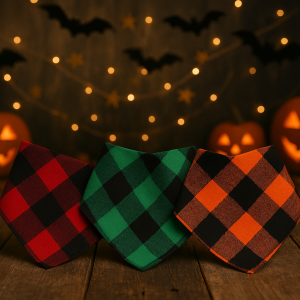 🧡 Pumpkin Patch Plaid Bandana Trio