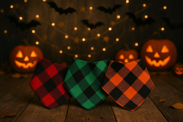🧡 Pumpkin Patch Plaid Bandana Trio
