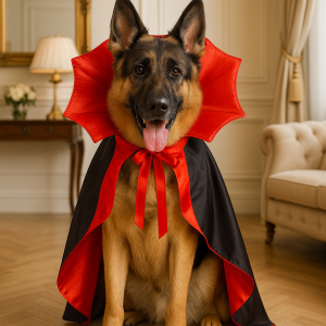 “Luxury Dracula Cape for Pets | One Size Vampire Costume for Cats & Dogs – Halloween Fancy Dress