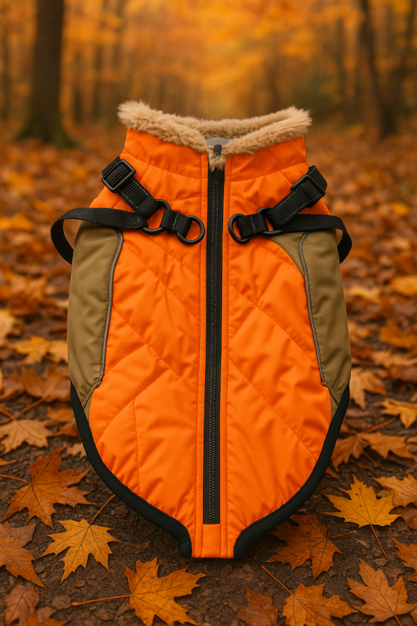 🍂 Luxury Autumn Hi-Vis Quilted Dog Jacket with Built-In Harness – Medium/Large Dogs (Springer, Small Lab, Cavapoo) - Image 2