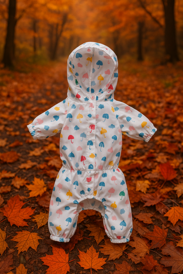 Colourful Autumn Dog Raincoat with Hood – Waterproof All-in-One Suit for Medium Dog - Image 2