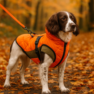 🍂 Luxury Autumn Hi-Vis Quilted Dog Jacket with Built-In Harness – Medium/Large Dogs (Springer, Small Lab, Cavapoo)