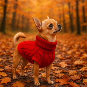 🍁 Boujee Knit Red Dog & Puppy Jumper — Extra Small