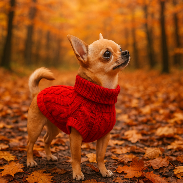 🍁 Boujee Knit Red Dog & Puppy Jumper — Extra Small
